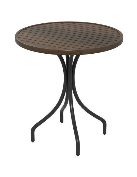 Outsunny Φ66cm Garden Side Table, Round Bistro Coffee Table, Outdoor Patio Table with Steel Frame and Slat Tabletop for Balcony  - pic 126381 | FastDaddyshop