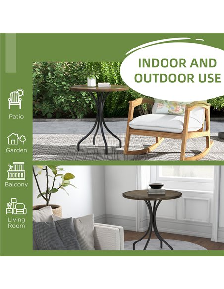 Outsunny Φ66cm Garden Side Table, Round Bistro Coffee Table, Outdoor Patio Table with Steel Frame and Slat Tabletop for Balcony  - pic 126386 | FastDaddyshop