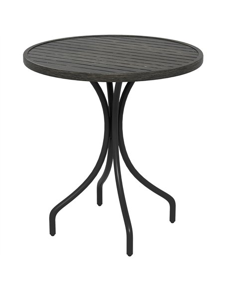 Outsunny Φ66cm Garden Side Table, Round Bistro Coffee Table, Outdoor Patio Table with Steel Frame and Slat Tabletop for Balcony  - pic 126390 | FastDaddyshop