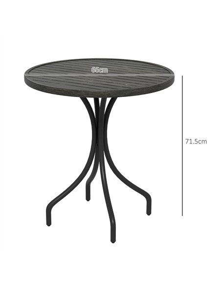 Outsunny Φ66cm Garden Side Table, Round Bistro Coffee Table, Outdoor Patio Table with Steel Frame and Slat Tabletop for Balcony  - pic 126392 | FastDaddyshop