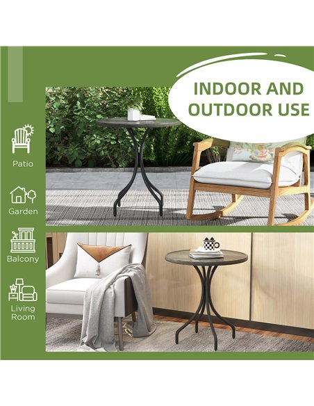 Outsunny Φ66cm Garden Side Table, Round Bistro Coffee Table, Outdoor Patio Table with Steel Frame and Slat Tabletop for Balcony  - pic 126395 | FastDaddyshop