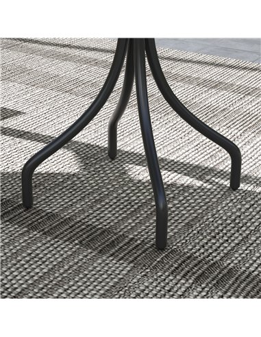 Outsunny Φ66cm Garden Side Table, Round Bistro Coffee Table, Outdoor Patio Table with Steel Frame and Slat Tabletop for Balcony 