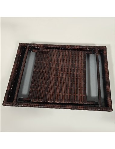 Outsunny Foldable Outdoor Coffee Table, Steel Frame Rattan Side Table, Coffee Table Side Table for Garden, Brown