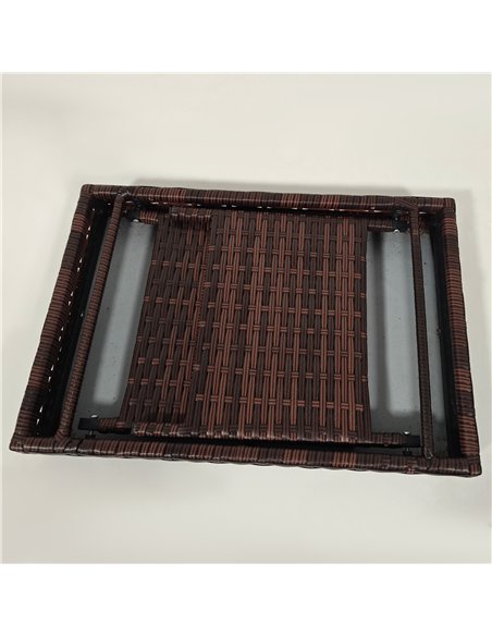 Outsunny Foldable Outdoor Coffee Table, Steel Frame Rattan Side Table, Coffee Table Side Table for Garden, Brown - pic 126415 | FastDaddyshop