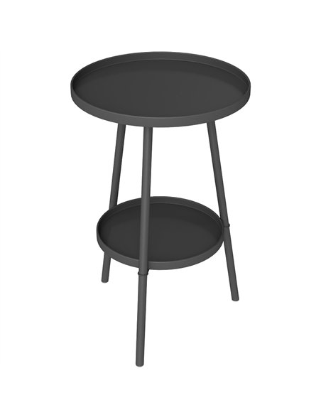 Outsunny Round Garden Table, 2-Tier Small Side Table, Metal Patio Table Coffee Table Dining Table for Porch Deck Balcony, Black - pic 126444 | FastDaddyshop