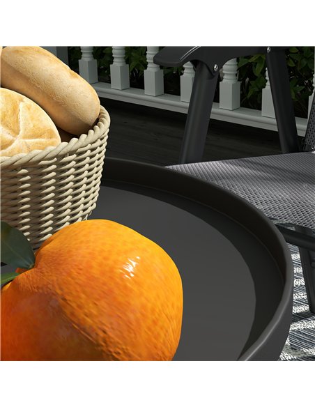 Outsunny Round Garden Table, 2-Tier Small Side Table, Metal Patio Table Coffee Table Dining Table for Porch Deck Balcony, Black - pic 126452 | FastDaddyshop