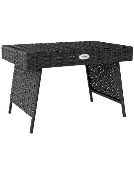 Outsunny Foldable Outdoor Coffee Table, Steel Frame Rattan Side Table, Coffee Table Side Table for Garden, Black - pic 126453 | FastDaddyshop