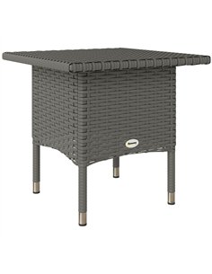 Outsunny Rattan Side Table, Outdoor Coffee Table with Plastic Board Under the Full Woven Table Top for Patio, Garden, Balcony, G