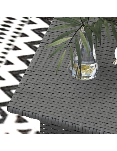 Outsunny Rattan Side Table, Outdoor Coffee Table with Plastic Board Under the Full Woven Table Top for Patio, Garden, Balcony, G - pic 126470 | FastDaddyshop