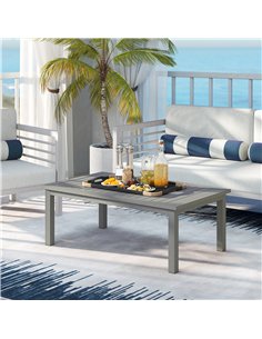 Outsunny 100cm x 60cm Aluminium Outdoor Coffee Table - Grey 2