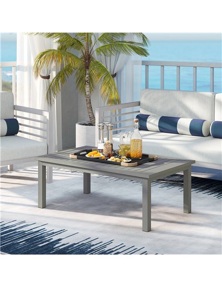 Outsunny 100cm x 60cm Aluminium Outdoor Coffee Table - Grey - pic 126508 | FastDaddyshop