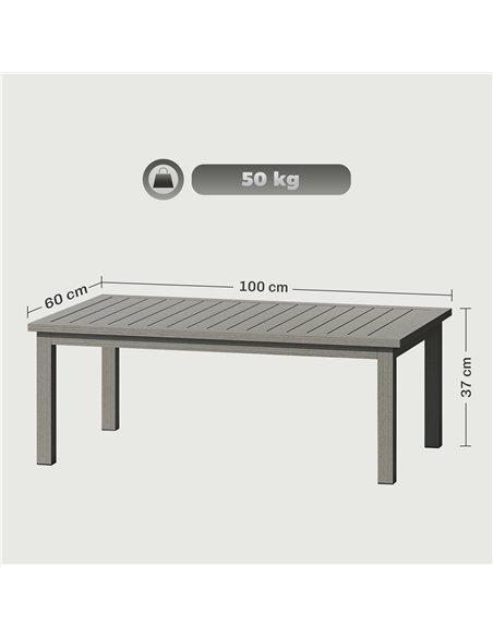 Outsunny 100cm x 60cm Aluminium Outdoor Coffee Table - Grey - pic 126509 | FastDaddyshop