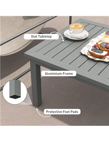 Outsunny 100cm x 60cm Aluminium Outdoor Coffee Table - Grey