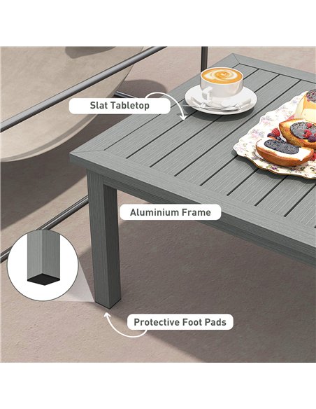 Outsunny 100cm x 60cm Aluminium Outdoor Coffee Table - Grey - pic 126510 | FastDaddyshop