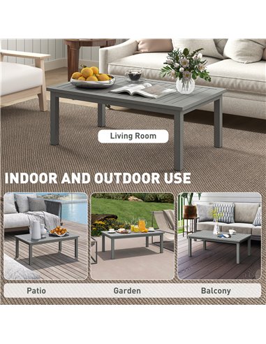 Outsunny 100cm x 60cm Aluminium Outdoor Coffee Table - Grey