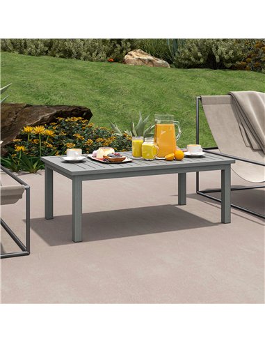 Outsunny 100cm x 60cm Aluminium Outdoor Coffee Table - Grey