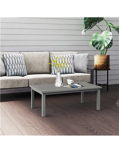 Outsunny 100cm x 60cm Aluminium Outdoor Coffee Table - Grey