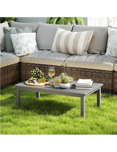 Outsunny 100cm x 60cm Aluminium Outdoor Coffee Table - Grey