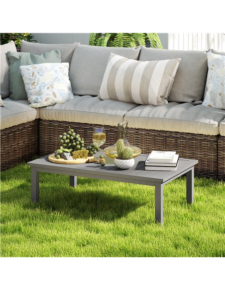 Outsunny 100cm x 60cm Aluminium Outdoor Coffee Table - Grey - pic 126515 | FastDaddyshop