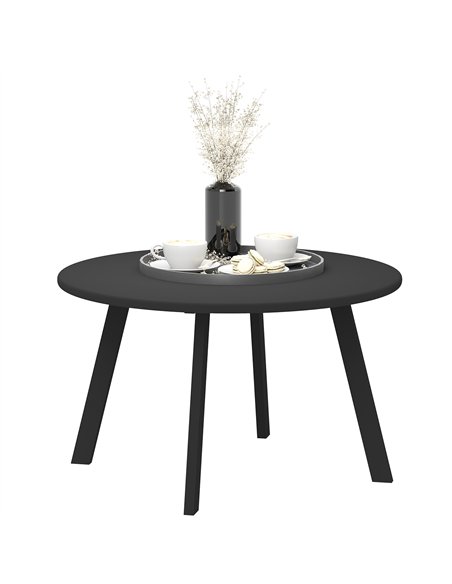 Outsunny 70cm Round Coffee Table, Outdoor Garden Table with Non-Slip Foot Pads and Metal Frame for Garden, Terrace, Balcony, Liv - pic 126516 | FastDaddyshop