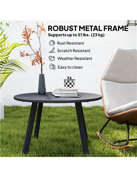 Outsunny 70cm Round Coffee Table, Outdoor Garden Table with Non-Slip Foot Pads and Metal Frame for Garden, Terrace, Balcony, Liv - pic 126520 | FastDaddyshop