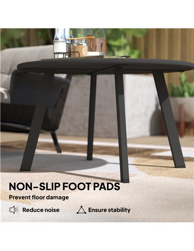 Outsunny 70cm Round Coffee Table, Outdoor Garden Table with Non-Slip Foot Pads and Metal Frame for Garden, Terrace, Balcony, Liv