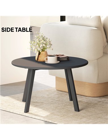Outsunny 70cm Round Coffee Table, Outdoor Garden Table with Non-Slip Foot Pads and Metal Frame for Garden, Terrace, Balcony, Liv