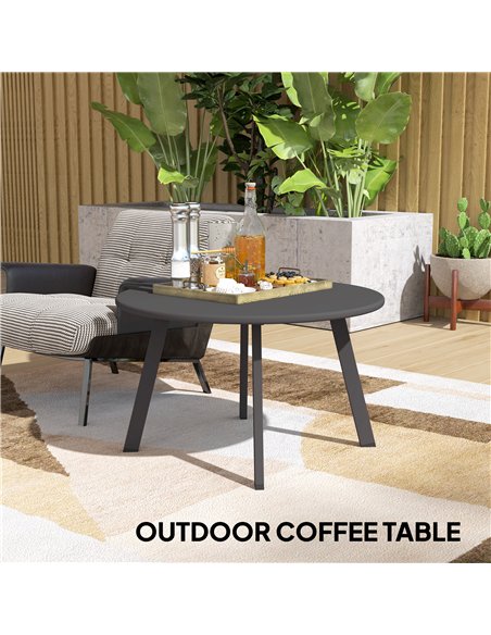 Outsunny 70cm Round Coffee Table, Outdoor Garden Table with Non-Slip Foot Pads and Metal Frame for Garden, Terrace, Balcony, Liv - pic 126523 | FastDaddyshop