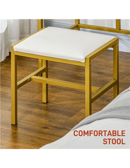HOMCOM LED Light Dressing Table, with Stool - White - pic 126539 | FastDaddyshop