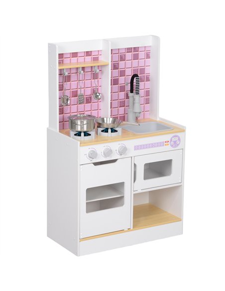 AIYAPLAY Kids Play Kitchen, Pretend Play Kitchen with Realistic Oven, Stove, Sink, Kitchen Accessories, White - pic 126579 | FastDaddyshop