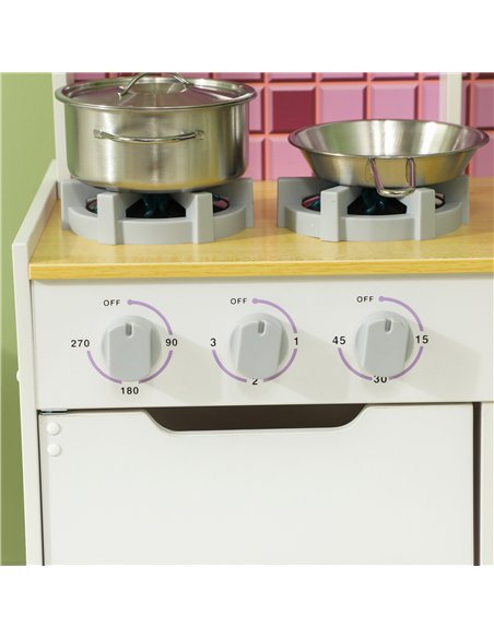 AIYAPLAY Kids Play Kitchen, Pretend Play Kitchen with Realistic Oven, Stove, Sink, Kitchen Accessories, White - pic 126586 | FastDaddyshop