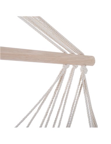 Outsunny Outdoor Hammock Hanging Rope Chair Garden Yard Patio Swing Seat Wooden w/ Footrest Armrest Cotton Cloth (Red)