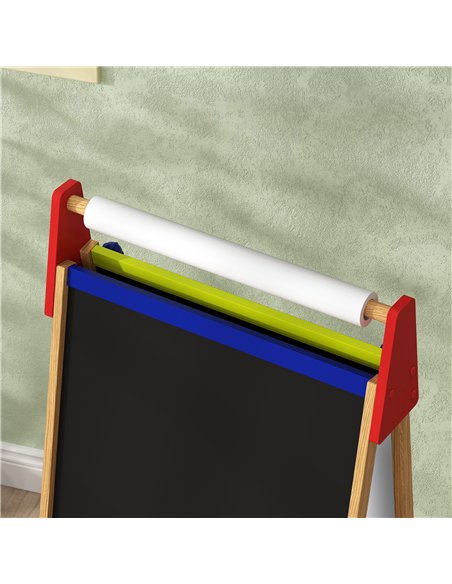 AIYAPLAY 3-in-1 Wooden Kids Easel with Paper Roll, Whiteboard, Chalkboard, Painting Accessories - pic 126640 | FastDaddyshop