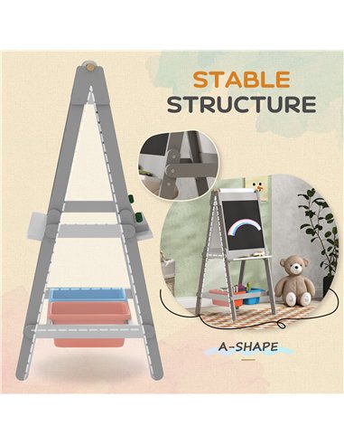 AIYAPLAY Art Easel for Kids with Paper Roll, Double Sided Painting Easel with Chalk Board, White Board