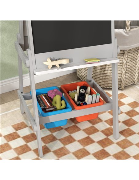 AIYAPLAY Art Easel for Kids with Paper Roll, Double Sided Painting Easel with Chalk Board, White Board - pic 126649 | FastDaddyshop