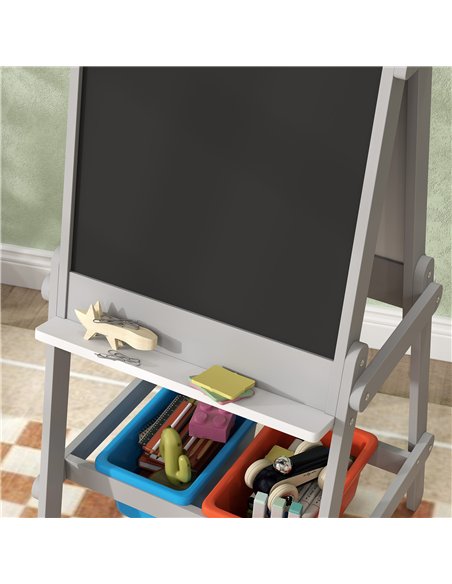 AIYAPLAY Art Easel for Kids with Paper Roll, Double Sided Painting Easel with Chalk Board, White Board - pic 126650 | FastDaddyshop