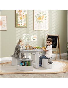AIYAPLAY 5-Piece Kids Table and Chairs Set with Storage for Toddler 3-8 Years Old, Grey 2