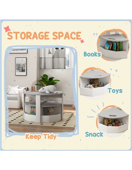 AIYAPLAY 5-Piece Kids Table and Chairs Set with Storage for Toddler 3-8 Years Old, Grey - pic 126665 | FastDaddyshop