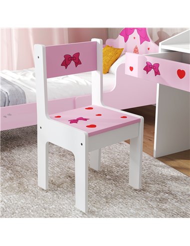 AIYAPLAY Children Study Table and Chair, Kids Desk and Chair Set with Storage, Pull-out Drawer, Gift for 3-6 Years Old - Pink