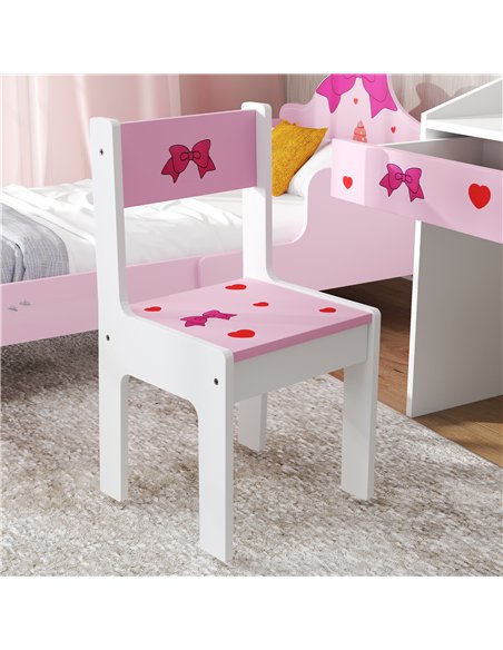 AIYAPLAY Children Study Table and Chair, Kids Desk and Chair Set with Storage, Pull-out Drawer, Gift for 3-6 Years Old - Pink - pic 126677 | FastDaddyshop