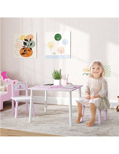 AIYAPLAY Princess Design Kids Table and Chairs Set for Activity, Art, Drawing, Toddler Table and Chairs Set for Playroom, Nurser