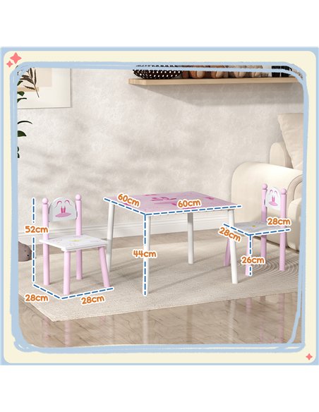 AIYAPLAY Princess Design Kids Table and Chairs Set for Activity, Art, Drawing, Toddler Table and Chairs Set for Playroom, Nurser - pic 126680 | FastDaddyshop