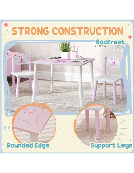 AIYAPLAY Princess Design Kids Table and Chairs Set for Activity, Art, Drawing, Toddler Table and Chairs Set for Playroom, Nurser - pic 126683 | FastDaddyshop