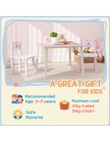 AIYAPLAY Princess Design Kids Table and Chairs Set for Activity, Art, Drawing, Toddler Table and Chairs Set for Playroom, Nurser