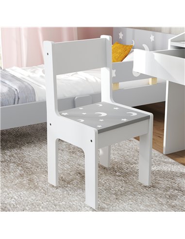 AIYAPLAY Children Study Table and Chair, Kids Desk and Chair Set with Storage, Pull-out Drawer, Gift for 3-6 Years Old - Grey