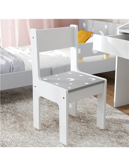 AIYAPLAY Children Study Table and Chair, Kids Desk and Chair Set with Storage, Pull-out Drawer, Gift for 3-6 Years Old - Grey - pic 126695 | FastDaddyshop