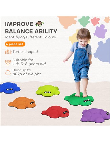 AIYAPLAY 6 PCS Balance Stepping Stones with Non-slip Edge, Indoor Outdoor Obstacle Courses for Kids Ages 3-8 Years, Multicoloure