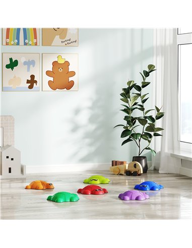 AIYAPLAY 6 PCS Balance Stepping Stones with Non-slip Edge, Indoor Outdoor Obstacle Courses for Kids Ages 3-8 Years, Multicoloure