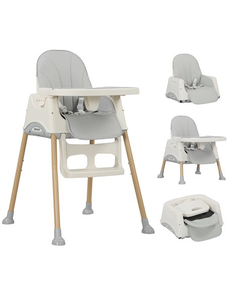 AIYAPLAY 3-in-1 Foldable High Chair for Babies, Toddlers, with Safety Harness, Washable Removable Seat Cushion, Tray, Grey - pic 126723 | FastDaddyshop
