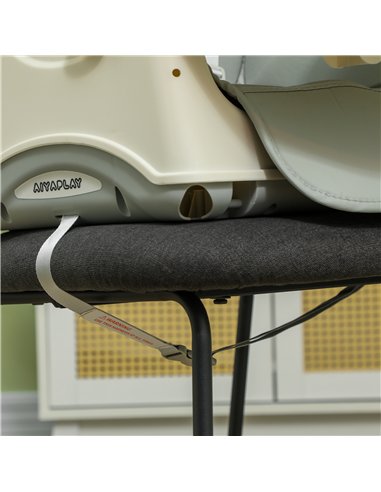 AIYAPLAY 3-in-1 Foldable High Chair for Babies, Toddlers, with Safety Harness, Washable Removable Seat Cushion, Tray, Grey